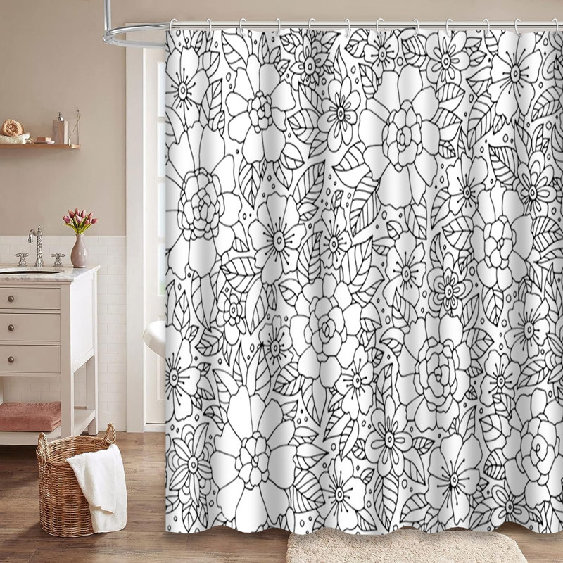 Rideau de douche avec 12 crochets, L 72 po x l 72 po