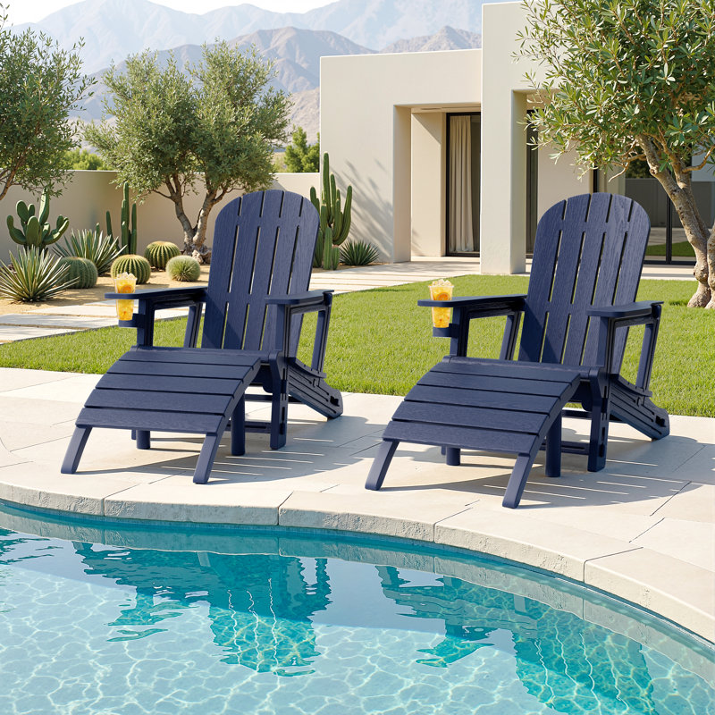  2-Person Outdoor Adirondack Chair Set, Navy