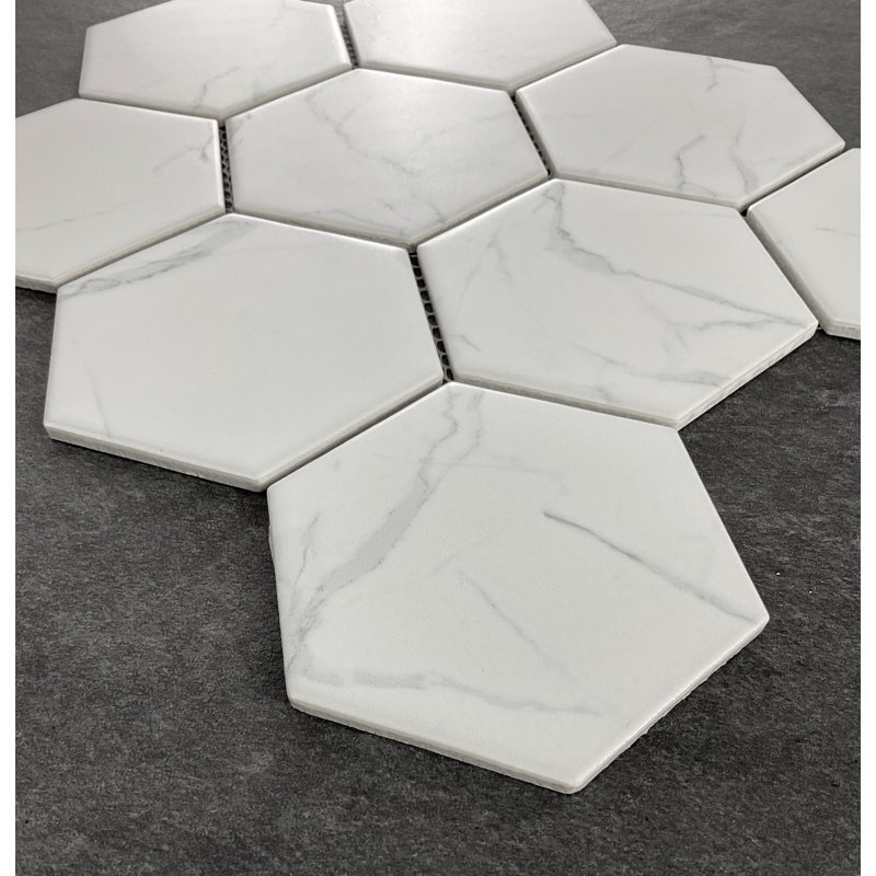 Carreau de mosaïque en porcelaine nid d'abeille pour mur et plancher 4 po x 4 po