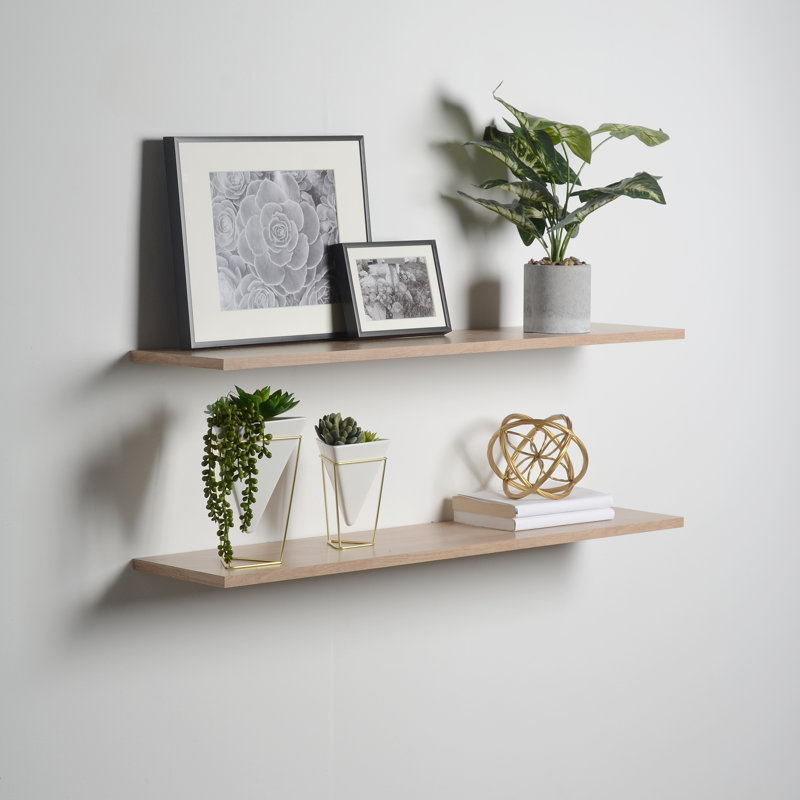 Black Slim Floating Wall Shelves Set of 2