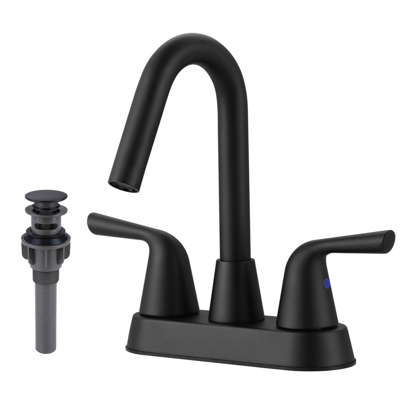 Robinet pour salle de bain à 2 poignées avec ensemble de bonde centrales, Noir mat