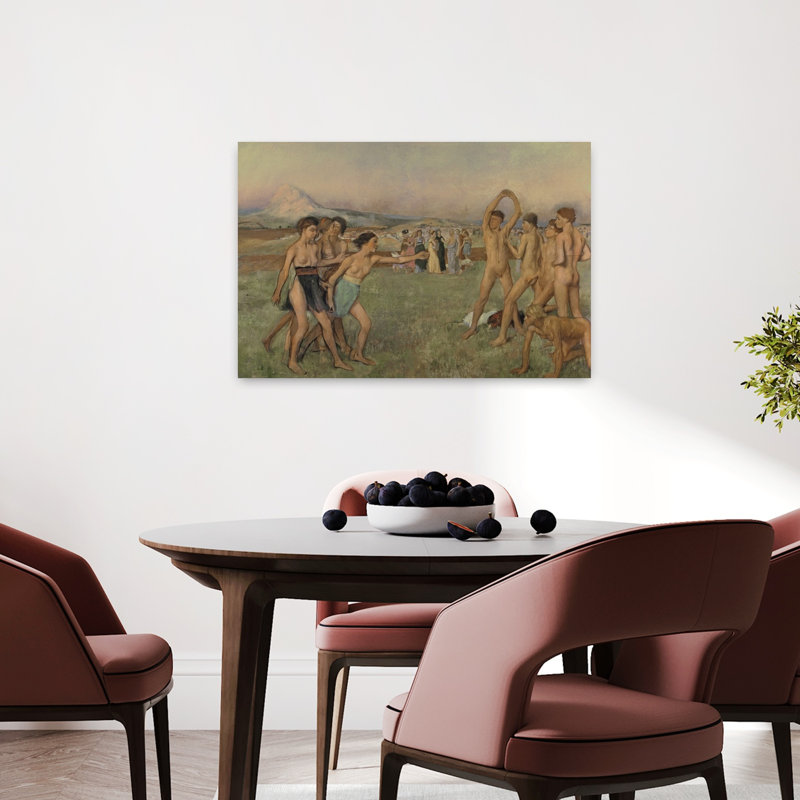 Jeunes Spartiates s'entraînant, vers 1860. Estampe d'art mural contemporaine abstraite impressionniste représentant un paysage.