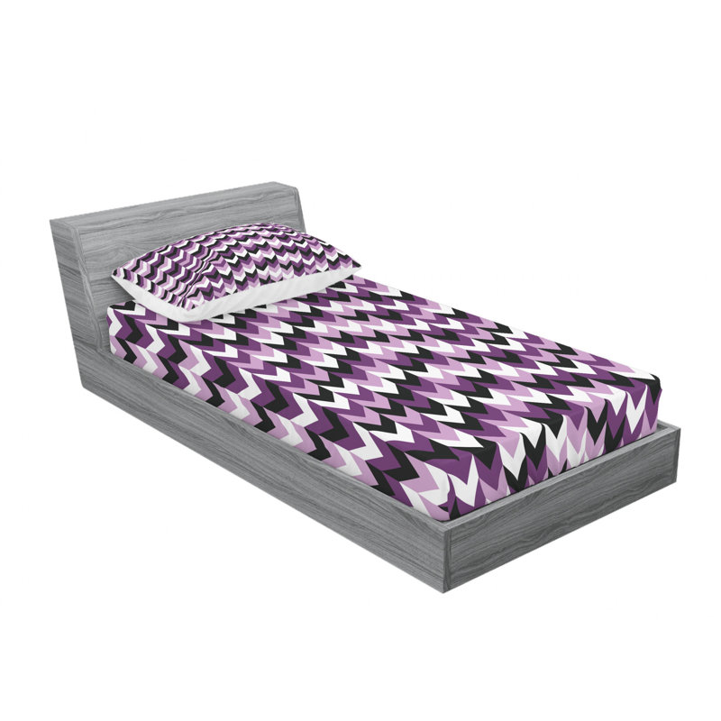 Microfiber Chevron Sheet Set, Twin Sheet Set with Fitted Sheet
