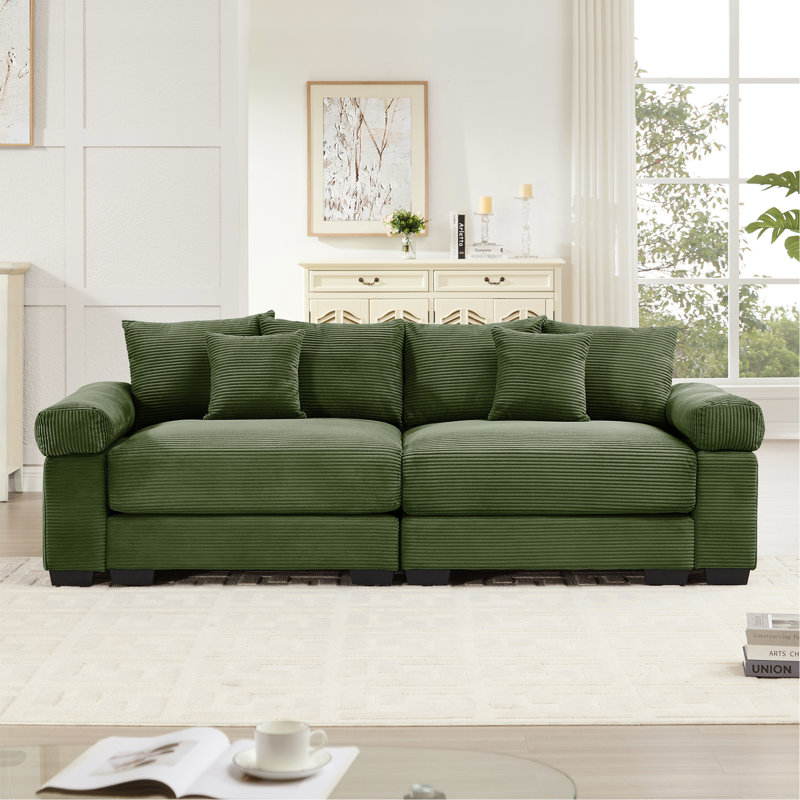 Coussin modulaire surdimensionné de 92 po avec accoudoirs extra larges en velours côtelé modulaire Cloud