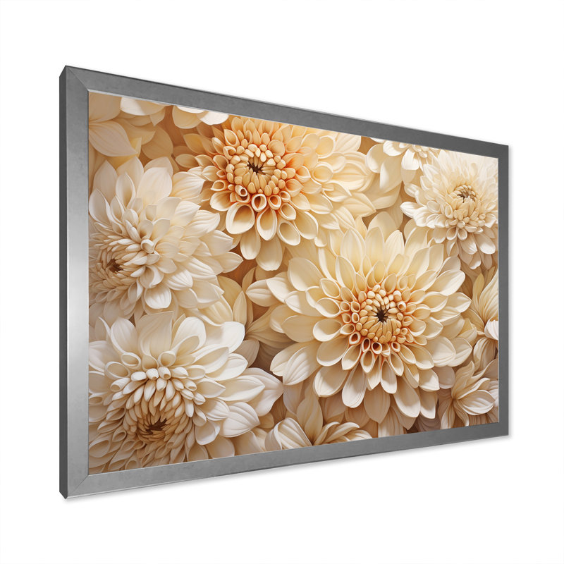 Impression sur toile Pure White Chrysanthemums Magic I - Chrysanthemums, H 16 po x l 32 po x P 1 po, Cadre simple argenté