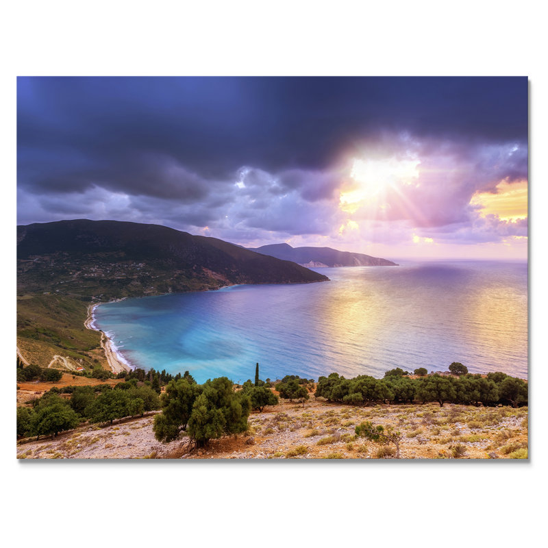 Été coucher de soleil sur la mer - art mural sur toile nautique et côtier, H 12 po x l 8 po x P 1 po, Toile tendue