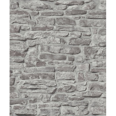Bricks and More Collection Rustic Stone Wall Wallpaper Roll