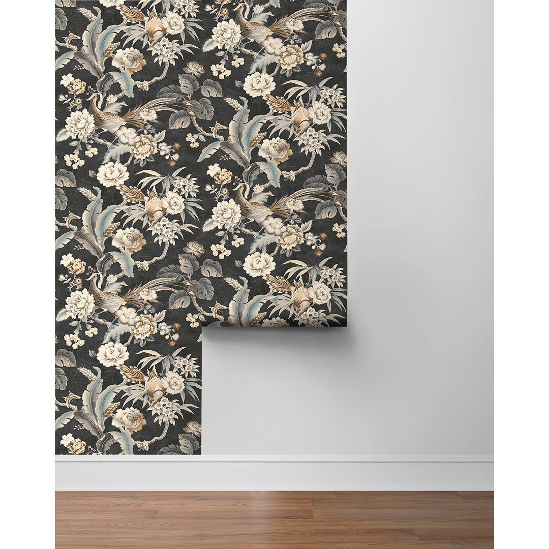 Passerine Pavilion Floral 18' L x 20.5" W Peel and Stick Wallpaper Roll Red Barrel Studio® 