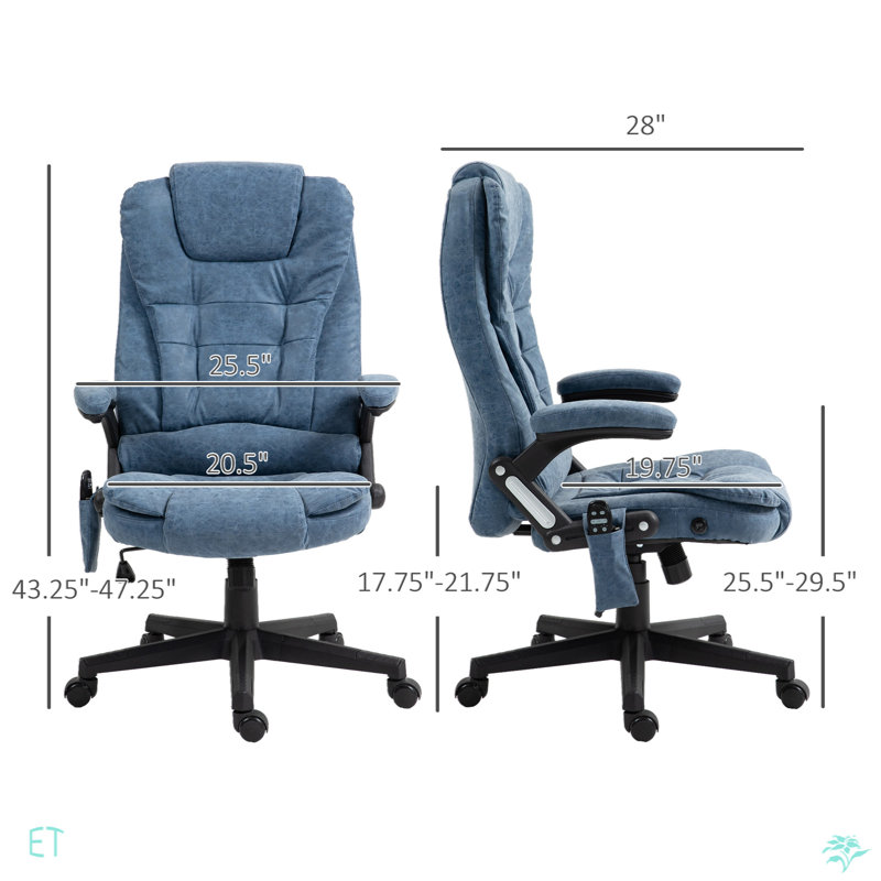 High Back Vibration Massage Office Chair With 6 Vibration Points, Heated Reclining PU Leather Computer Chair With Armrest And Remote