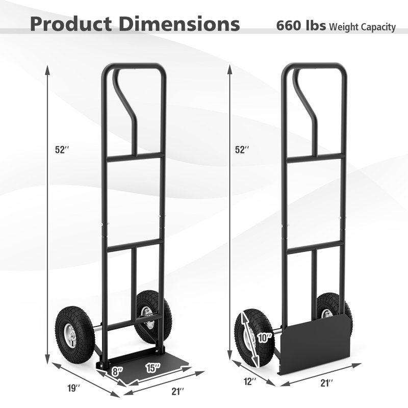 660 Lb. Capacity Foldable Hand Truck Dolly, Black