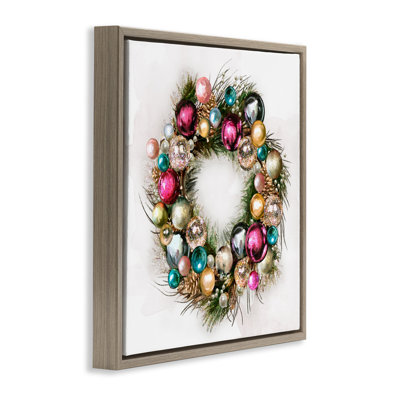 «Festive Ornament Wreath», art mural encadré sur toile flottante par Ziwei Li
