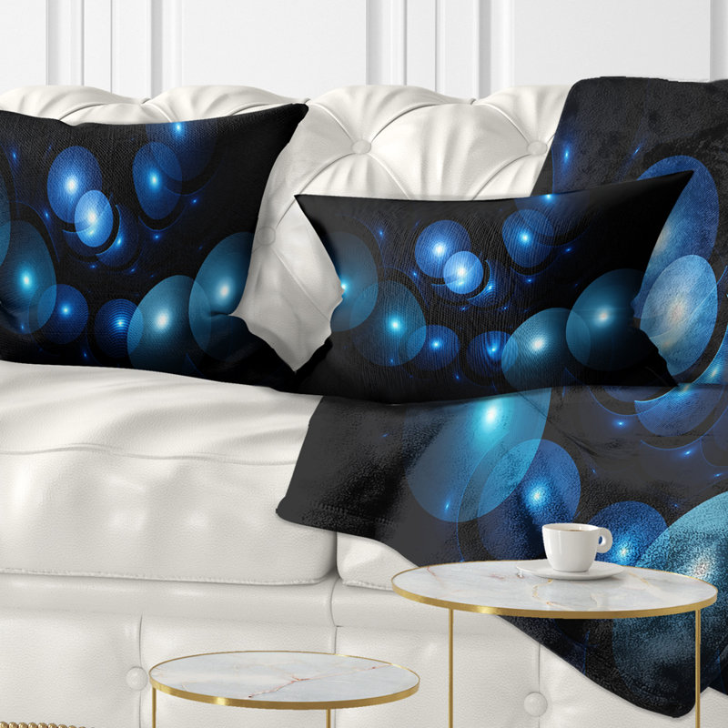Bright Blue 3D Surreal Circles - Abstract Printed Pillow