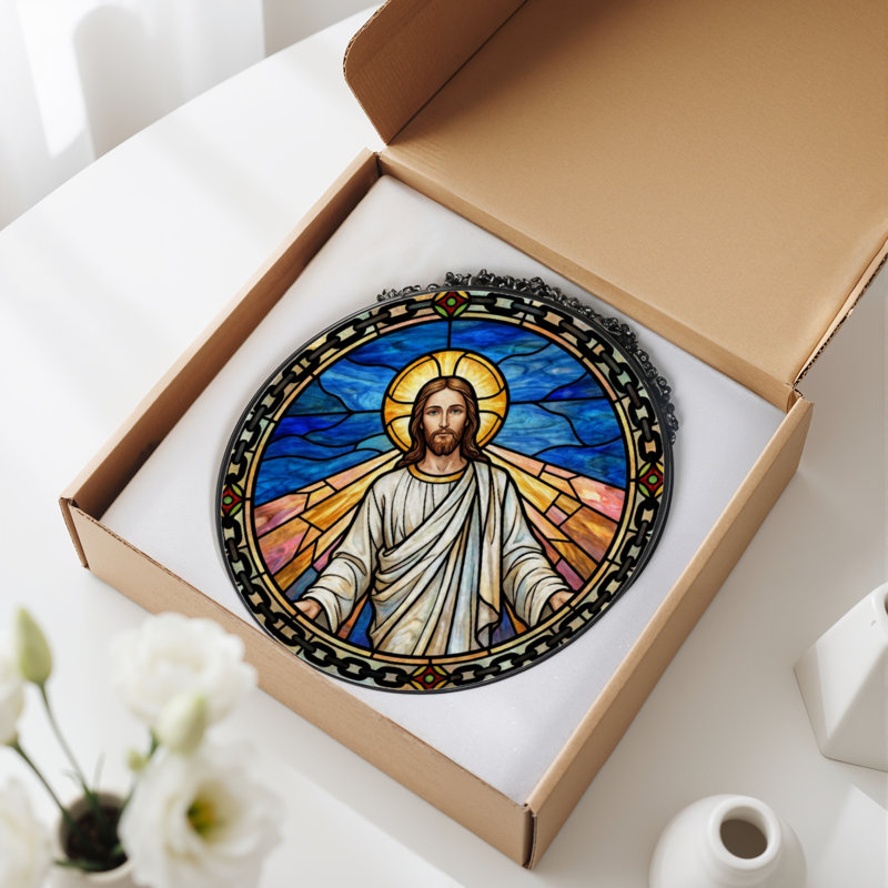 Vitrail de fenêtre 7,8 "H Jesus Christ, H 7,8 po x l 7,8 po