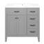 Meuble-lavabo 36 po avec lavabo, armoire de salle de bain grise avec tiroirs, structure solide et panneau de fibres à densité moyenne-595688321