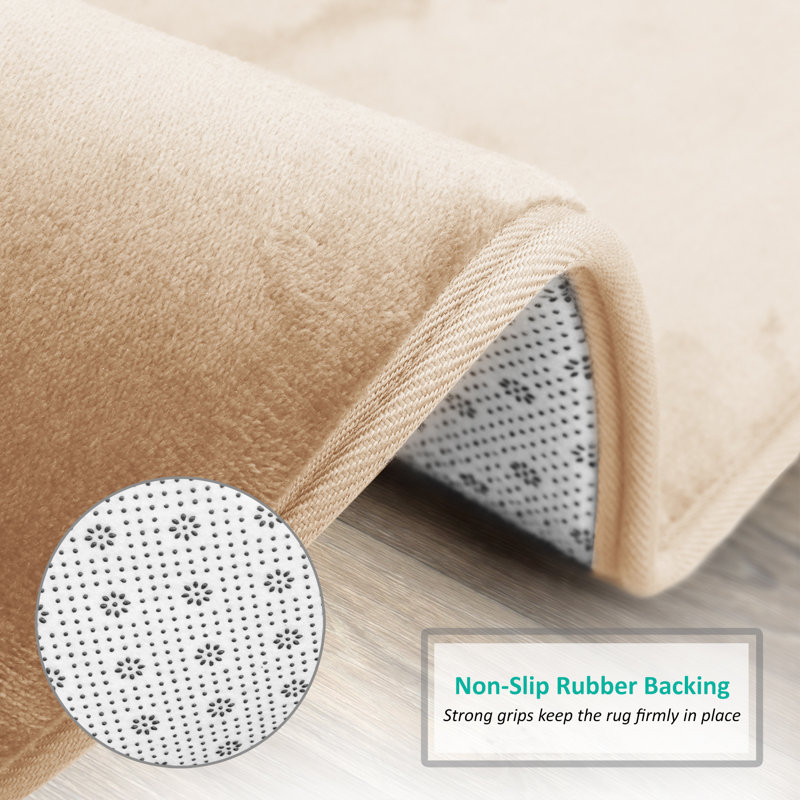 Steph Luxury Ultra Soft and Absorbent Memory Foam Bath Rug Set with Non-Slip Backing, Large: 20"W x 34"L, Cream