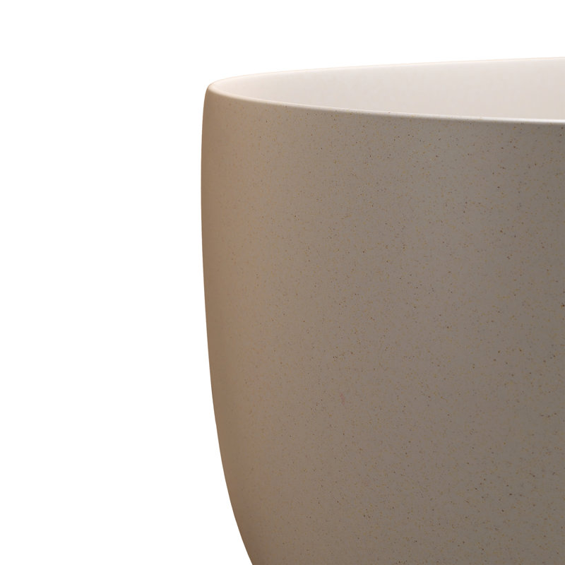 47-Inch Beige Freestanding Bathtub Of Resin Stone Solid Surface, With Overflow And Pop-Up Drain, Smooth Rounded Edges 47'' Soaking Bathtub, Slow Heat Dissipation, Easy To Clean