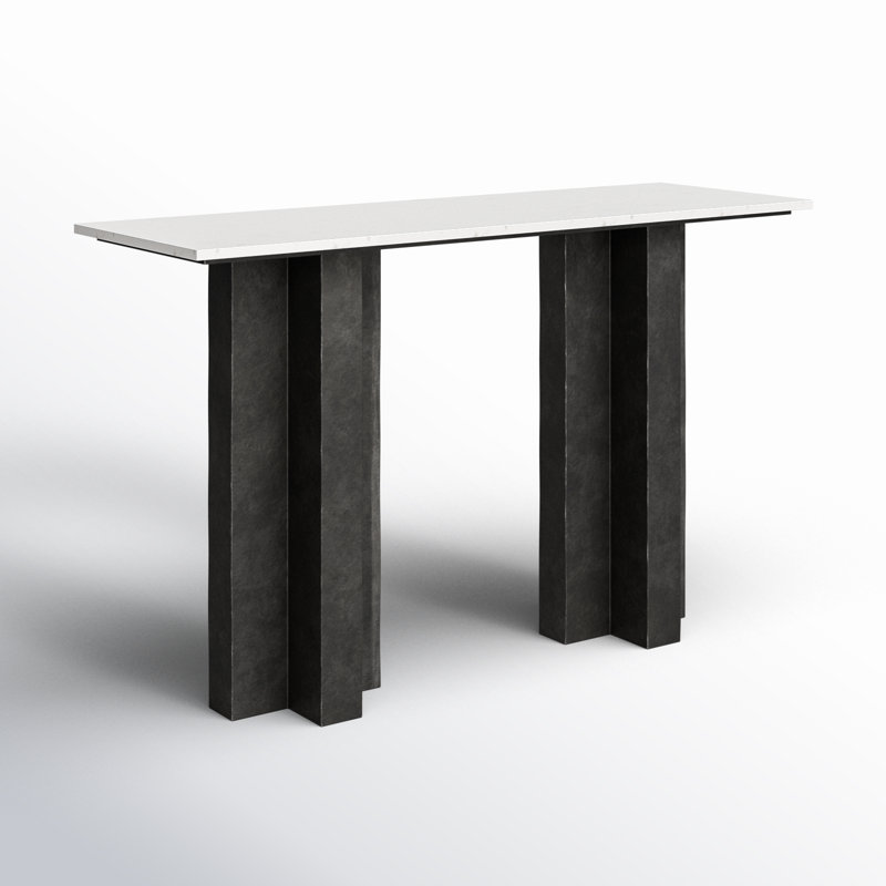 Terrell 51'' W Marble Console Table, White/Neutral
