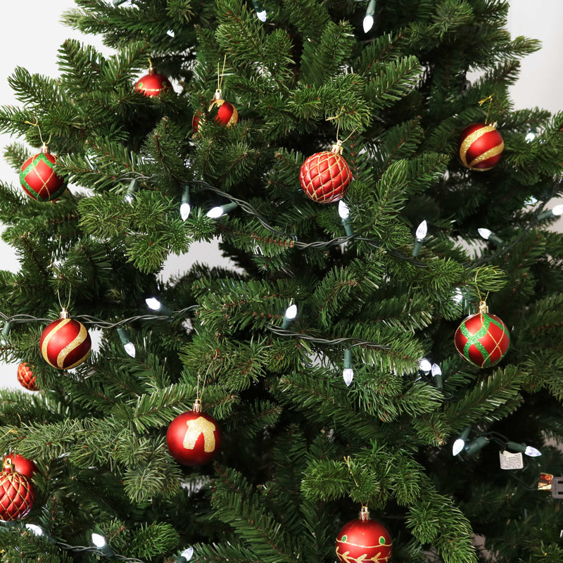 30 boules de Noël en plastique scintillantes - rouge / or, Rouge/doré