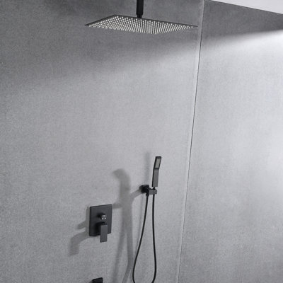 Ensemble de système de douche de plafond avec douche à main et pomme de douche 16 po