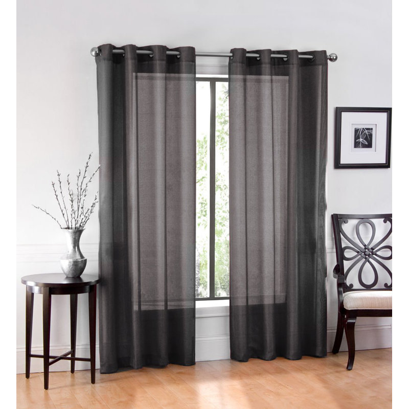 Meyersdale Sheer Curtain Pair, Black