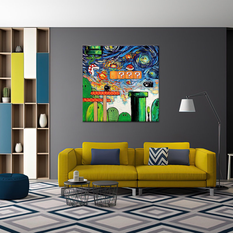 «Starry Night», art sur toile, culture pop, décor de salle de jeu 1P, H: 55,1 po x l: 55,1 po