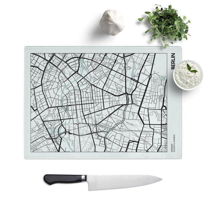 Map Berlin Germany Chopping Board, 28.5cm W x 39cm L