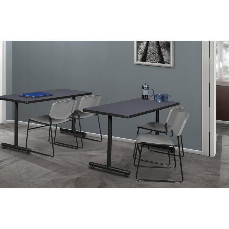Gray Armless Metal Frame Stackable Chairs, Set of 8