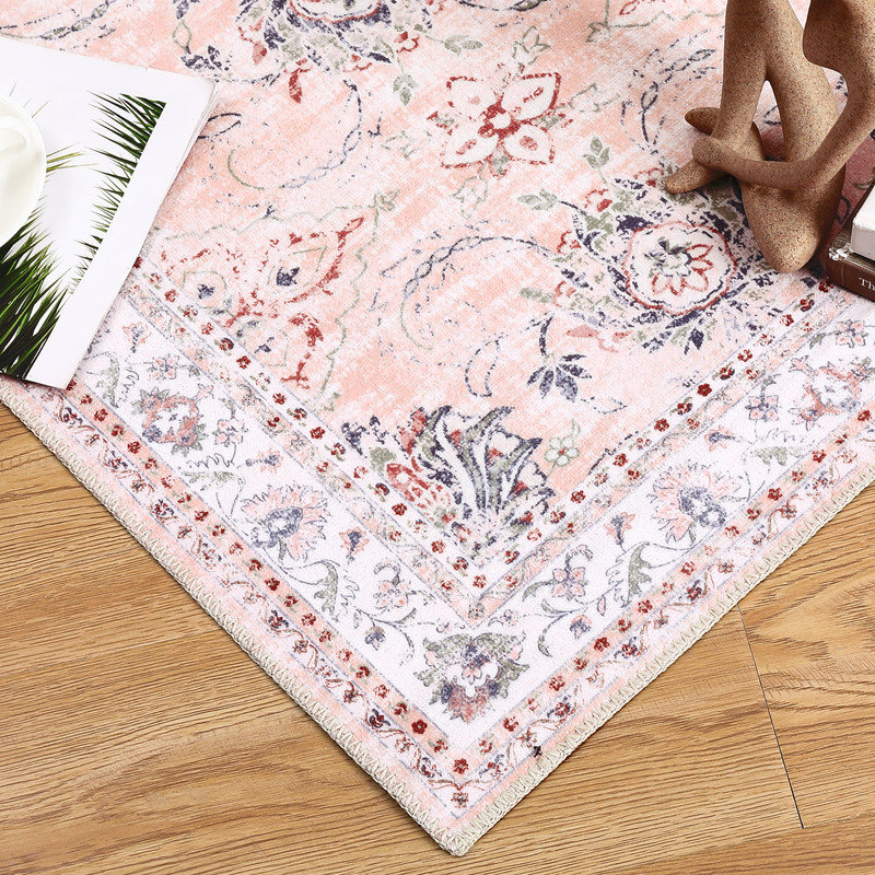Rectangle 160 cm x 230 cm Floral Washable Area Rug