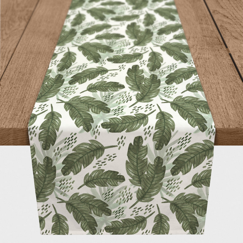 Tropical Leaves Pattern Table Runner, 72" L x 16" W