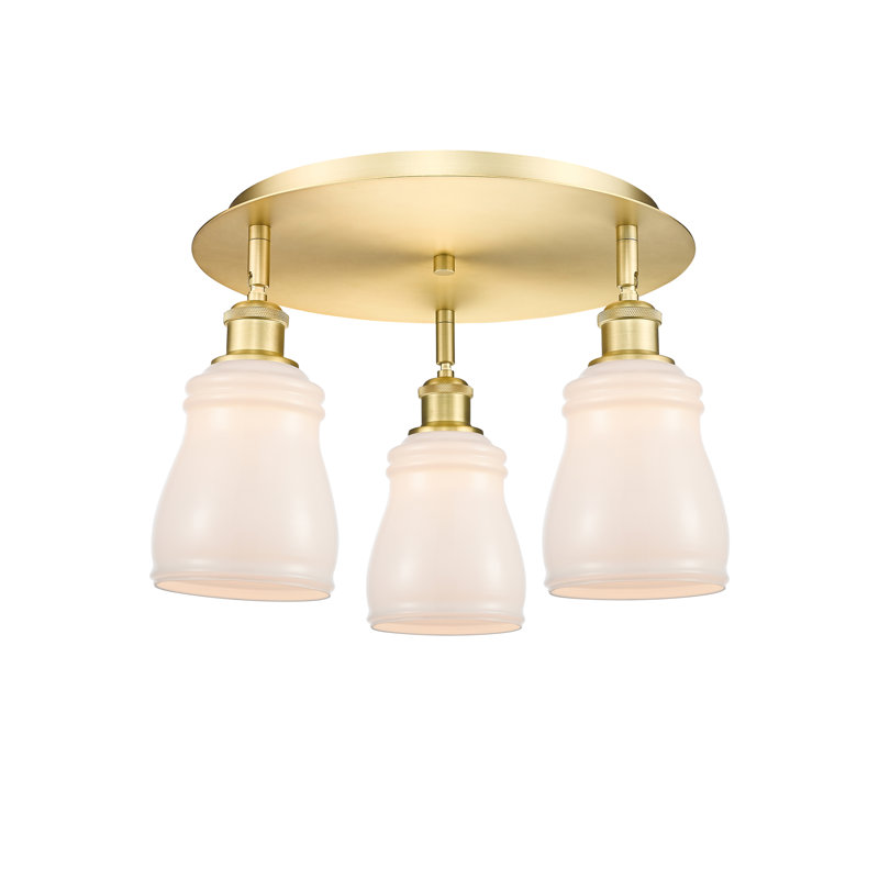 Bernaldino Glass Flush Mount, White, Satin Gold