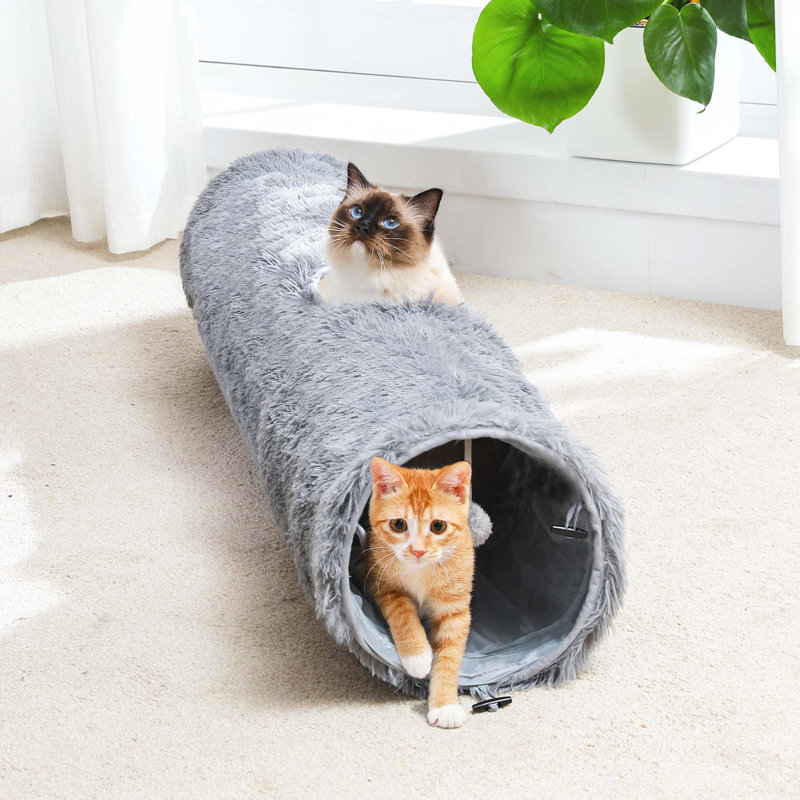 Tunnel pour chat pliable 45 po avec boule suspendue