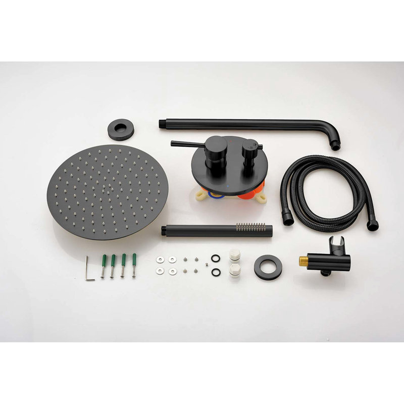 Shower In Matte Black - Constructed With Fine Brass And Stainless Steel Wall Mounted Look For Bath, Matte Black