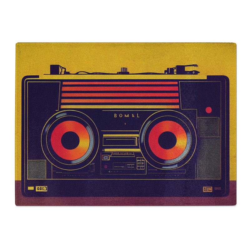Retro Boombox Art Vol.1  Glass Chopping Board