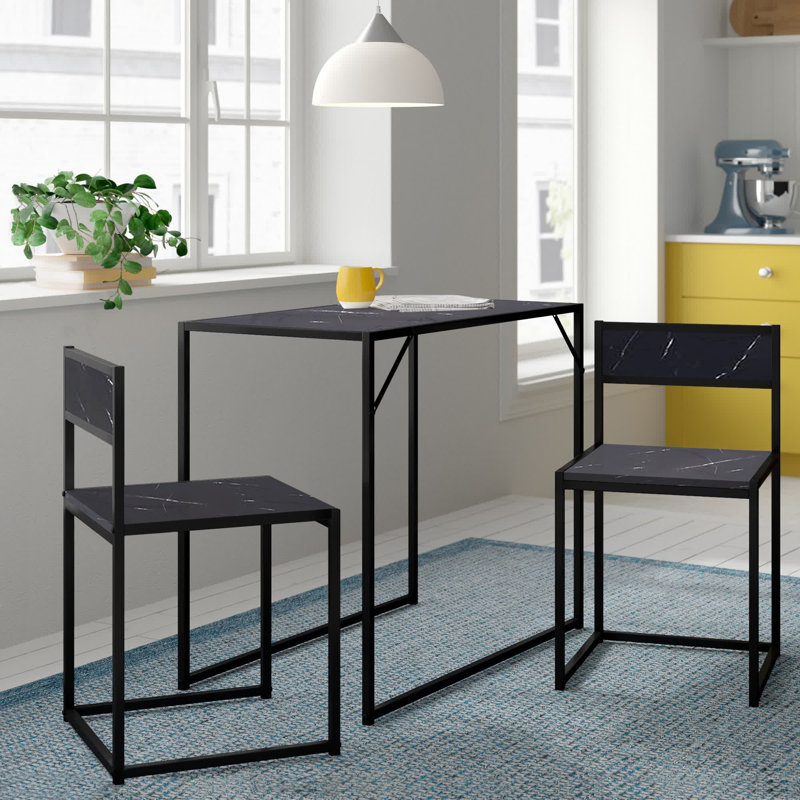 Amayah 2 - Person Dining Set, Black, Black