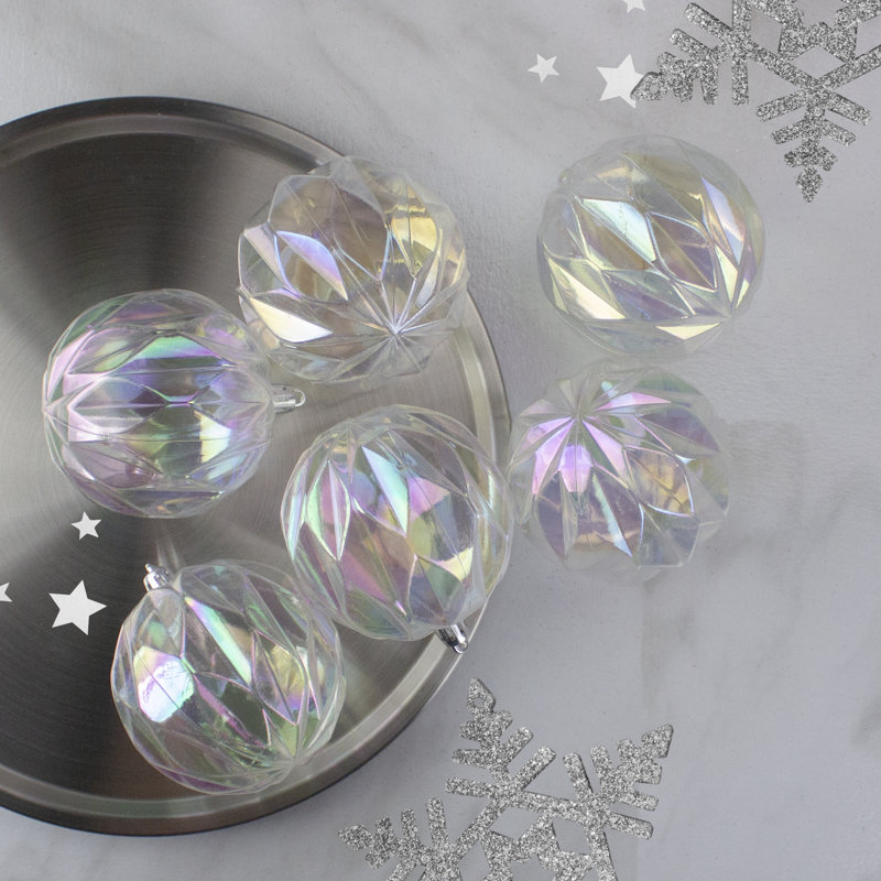 Ornement boule de Noël transparente Rhombus, Transparent irisé