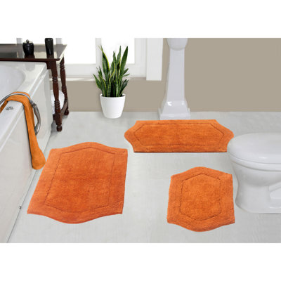 Morissette 100% Cotton Bath Rug, Non-Slip, Quick Dry, Machine Washable - 3 Piece Set