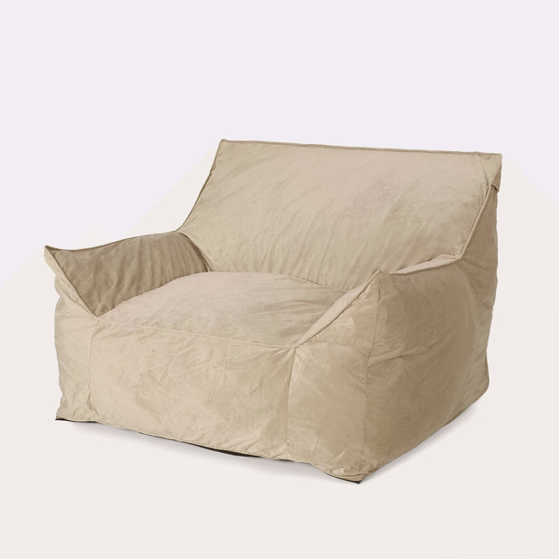 Fauteuil à billes en velours avec accoudoirs, Velours taupe