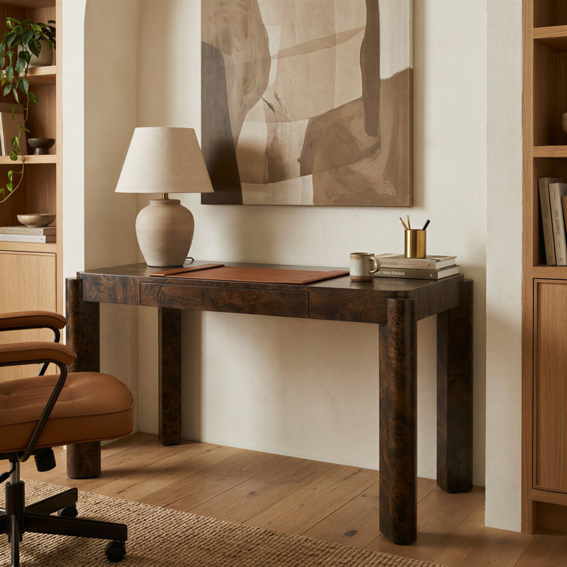 Bureau de coiffeuse en érable érable avec console de tiroir cachée pour le bureau à domicile ou le rangement de maquillage