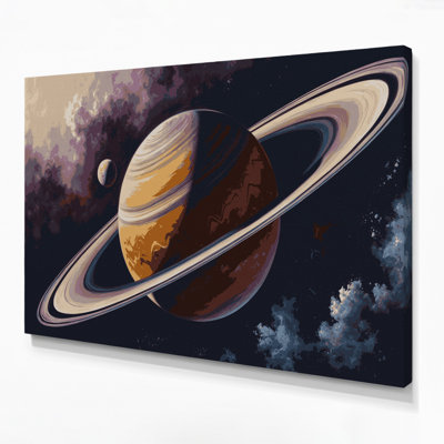 Art sur toile mauve Space Saturn