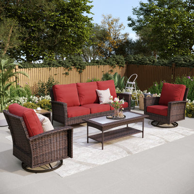 Ensemble de conversation d'extérieur en osier pour terrasse