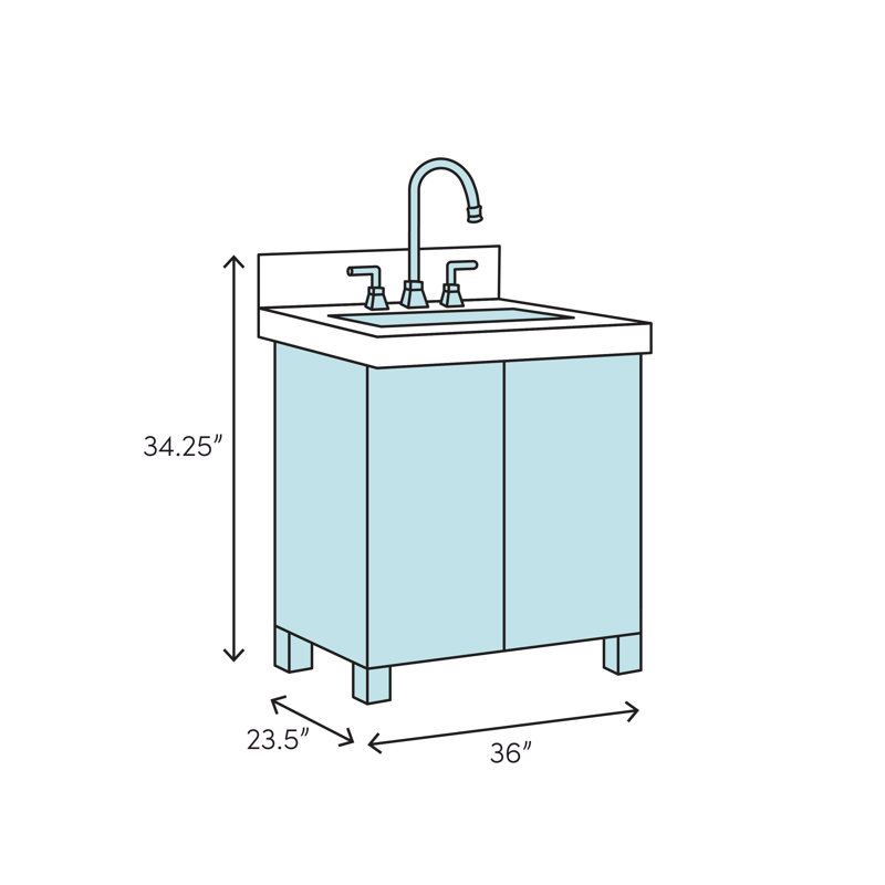 Bristol 36'' W Single Vanity, Carrara White, 8" Widespread, Whitewashed Walnut