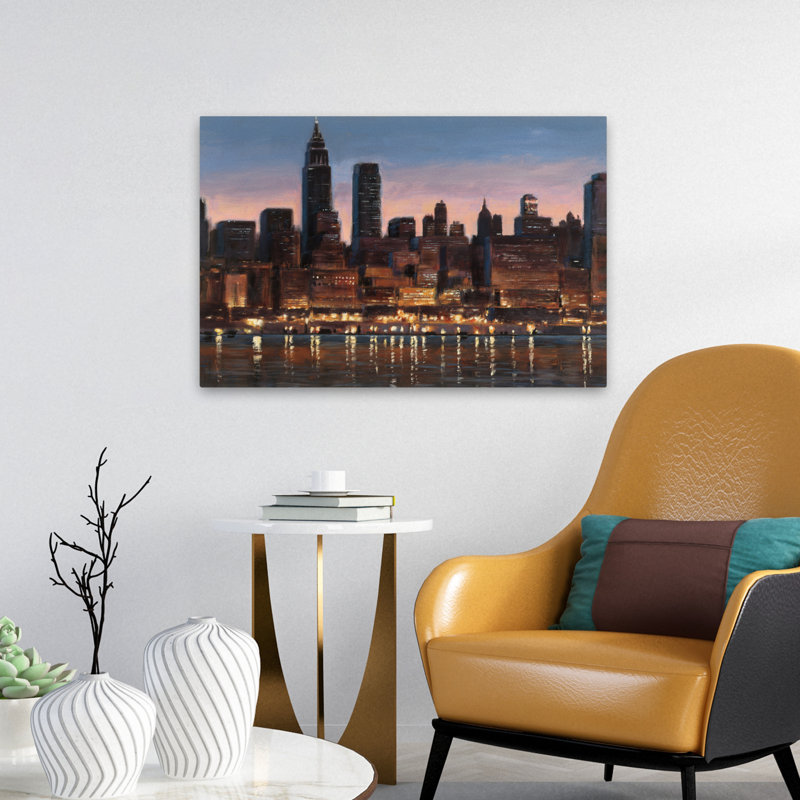 Édifice et bâtiments, art de réflexion de Manhattan, H 16 po x l 24 po