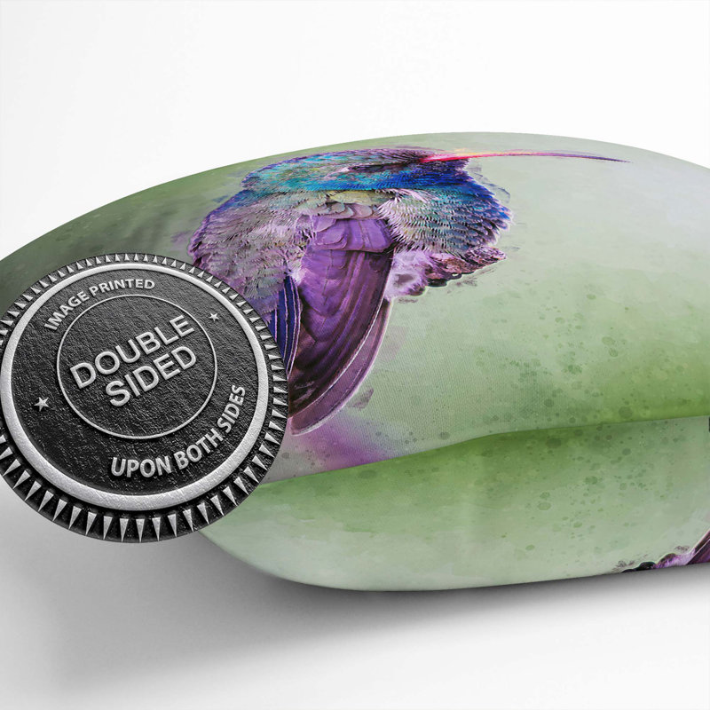 Broad-Billed Hummingbird In Abstract Square Throw Cushion, 55cm H x 55cm W x 20cm D