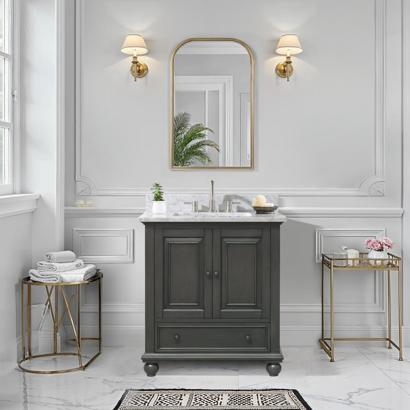 Magruder 30" Single Bathroom Vanity with Top, Charcoal Glaze, Cala White