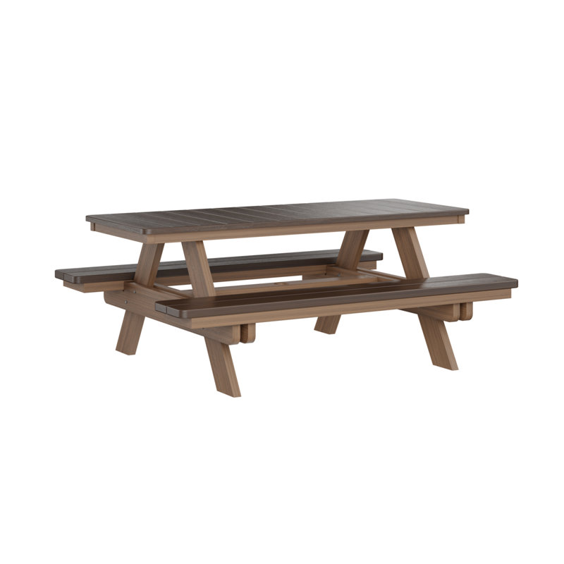 Berlin Gardens Ada Rectangular Picnic Table, Brazilian Walnut Top/Antique Mahogany Base