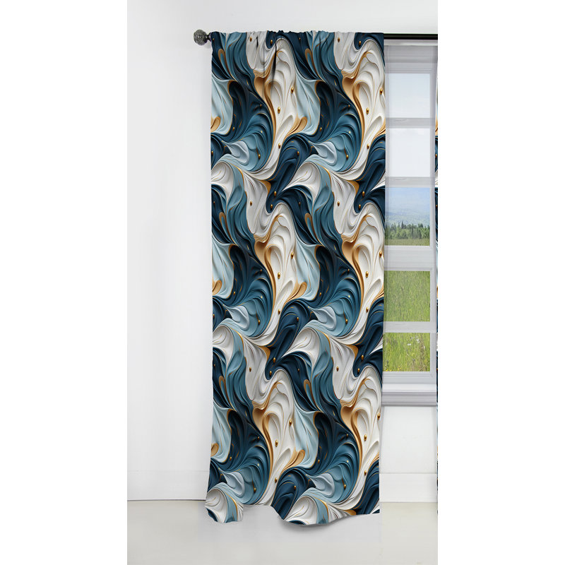 Tribal Fusion Marble Motif II - Rideau occultant en marbre marbré abstrait - 1 panneau, L 52 po x L 120 po
