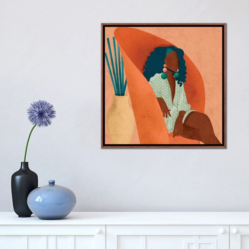« Lee » par Reyna Noriega-impression, H 18 po x l 18 po x 1,5 po, Toile classique avec cadre brun, Pas de tapis
