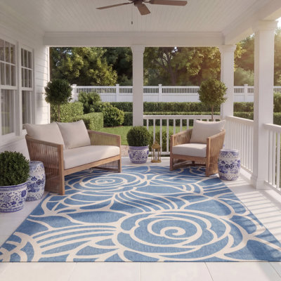 Tapis intérieur / extérieur bleu / beige Herefordshire