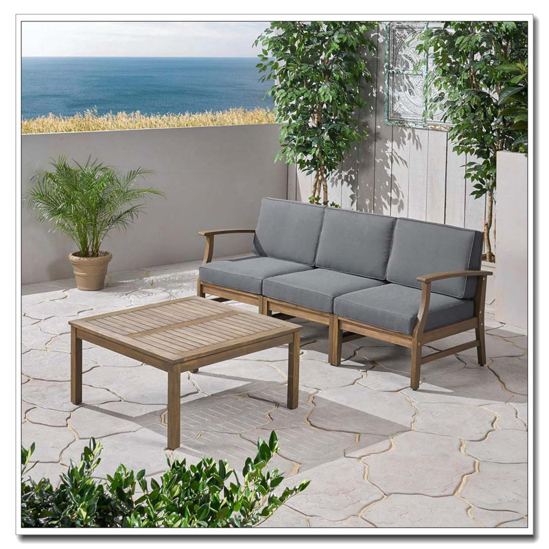 Ensemble de 3 canapés et table, Gris foncé
