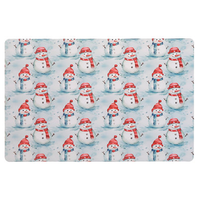 Napperon en plastique multicolore bonhomme de neige - ensemble de 12